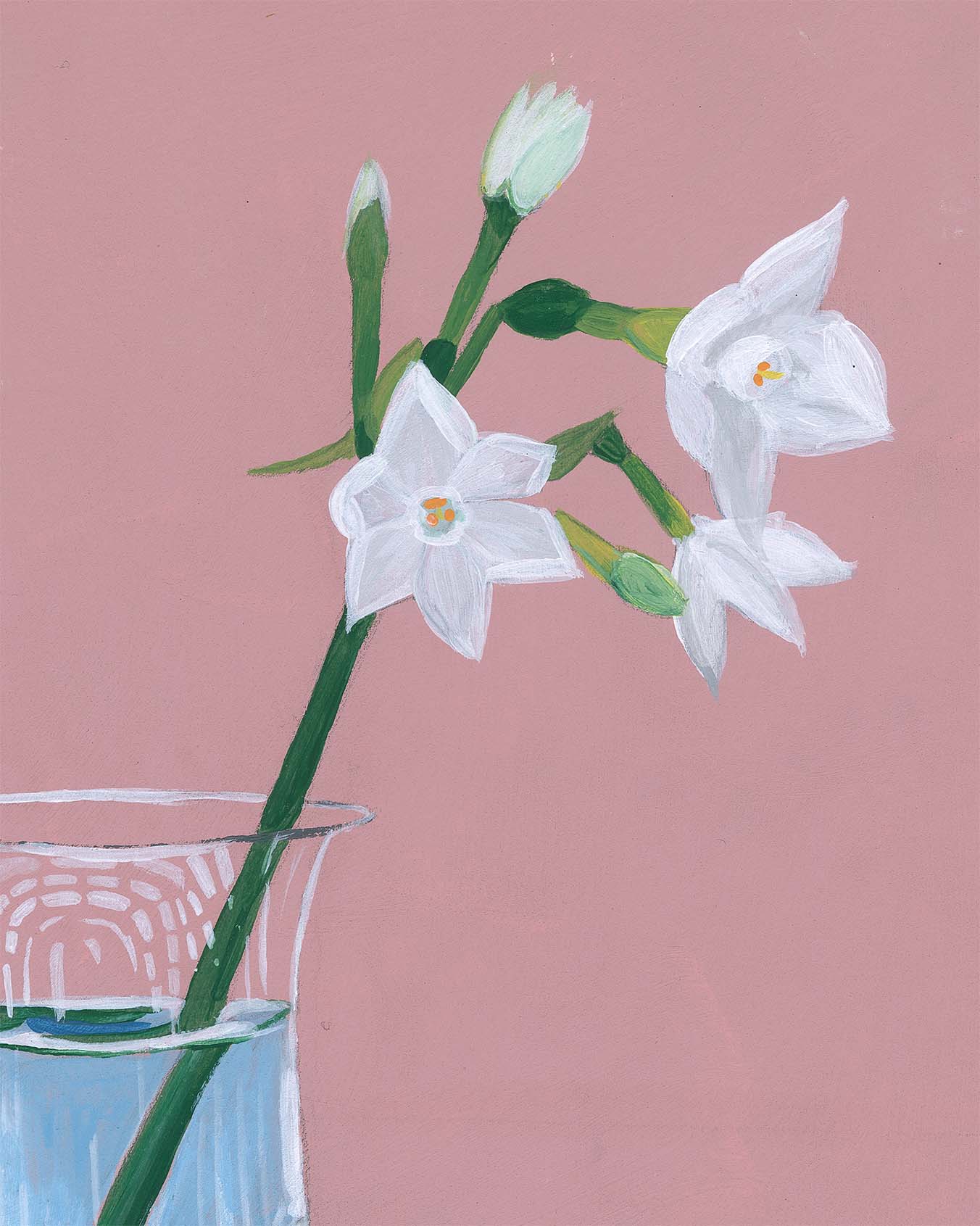 Study of Narcissi In Glass Painting Art Print