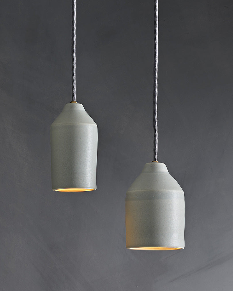 Morandi Narrow Ceramic Pendant Light In Light Grey