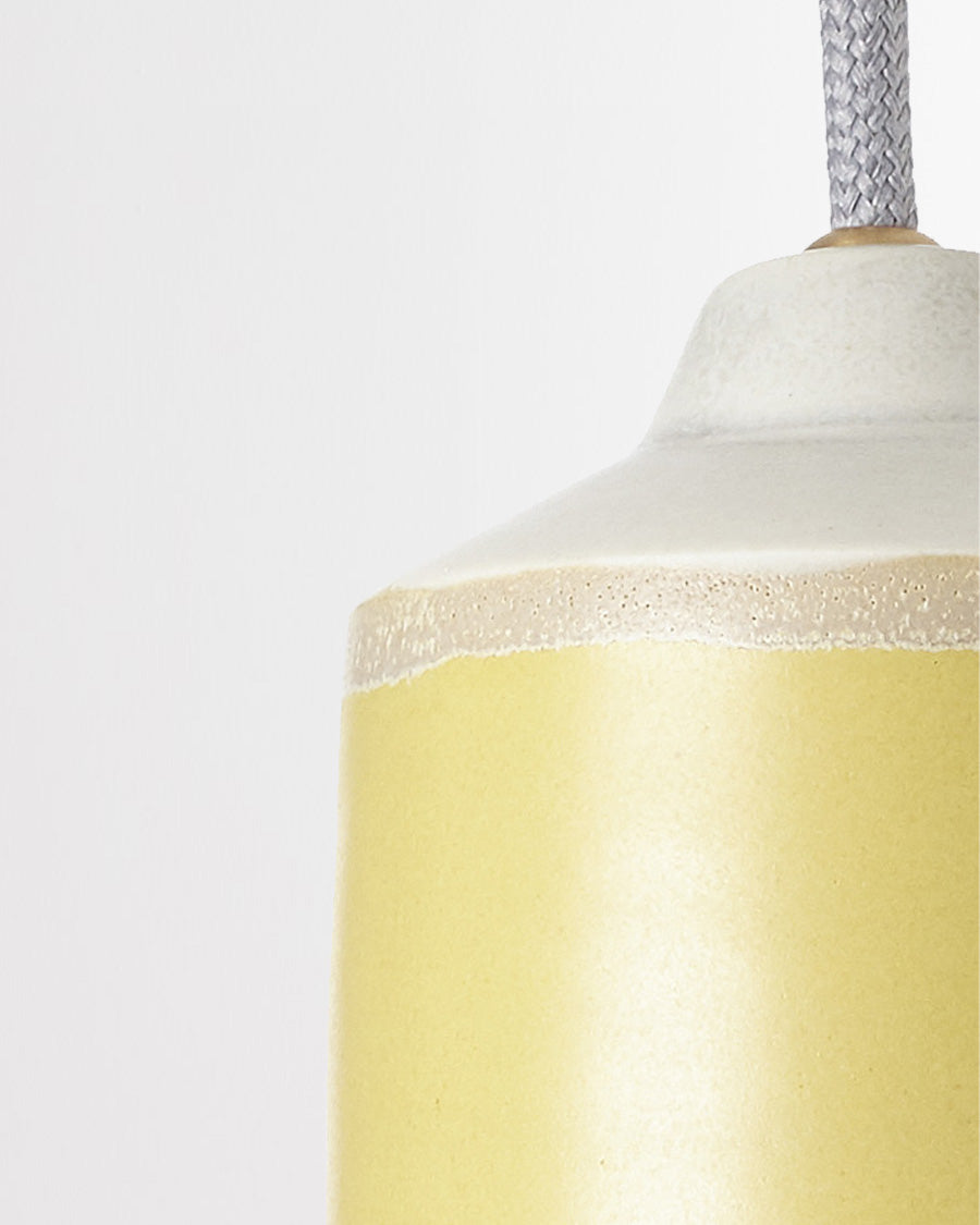 Morandi Wide Ceramic Pendant Light In Yellow
