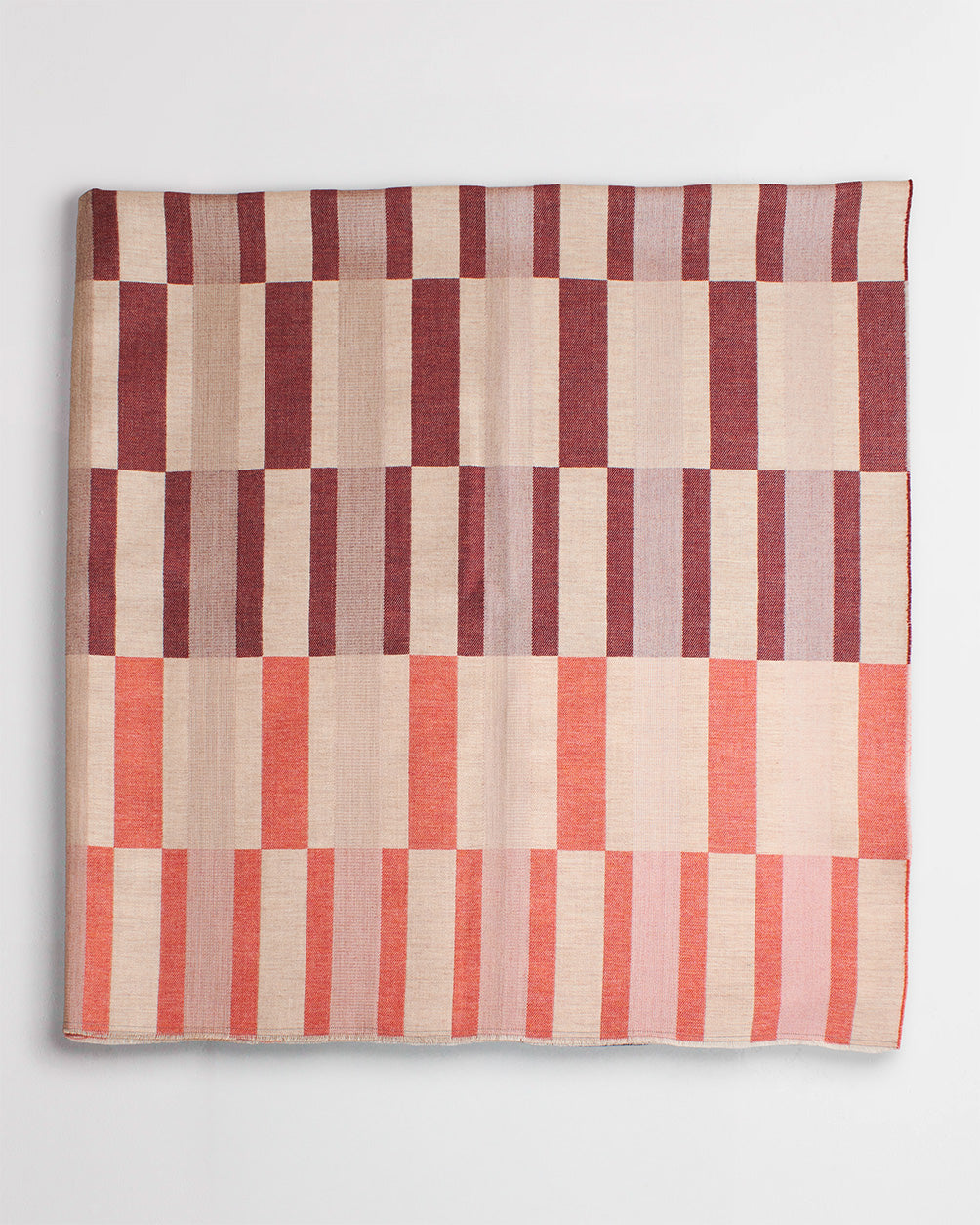 Block Tile Wool Throw in Mulberry and Peach