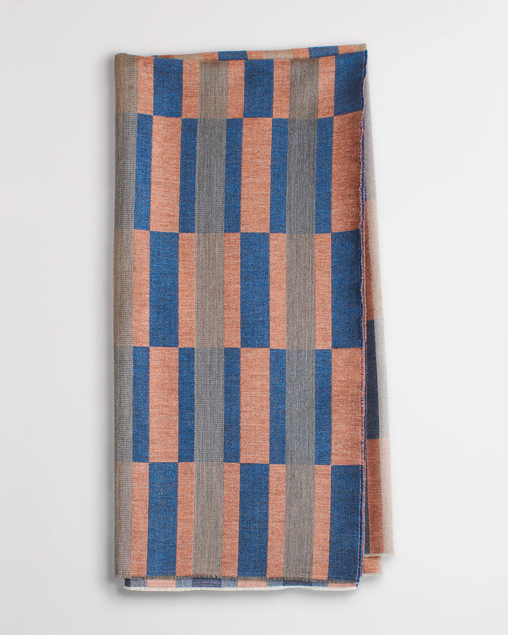 Block Tile Wool Throw in Orange and Blue