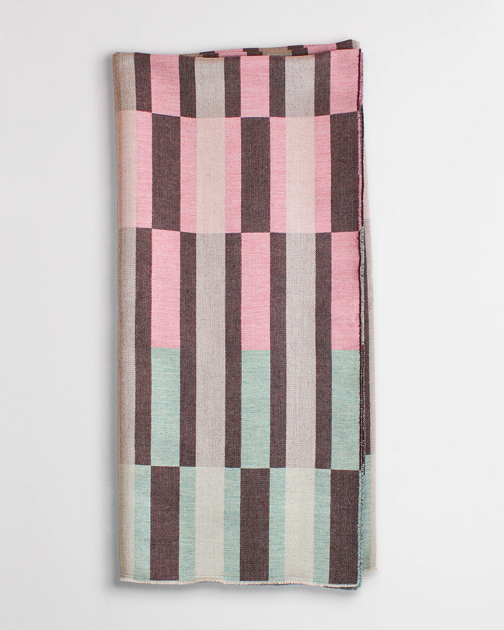 Block Tile Wool Throw in Mint Blue and Pink