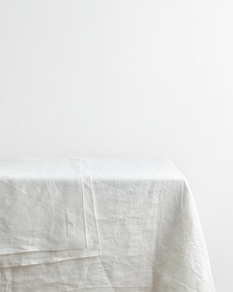 White Linen Tablecloth with White Edge Trim
