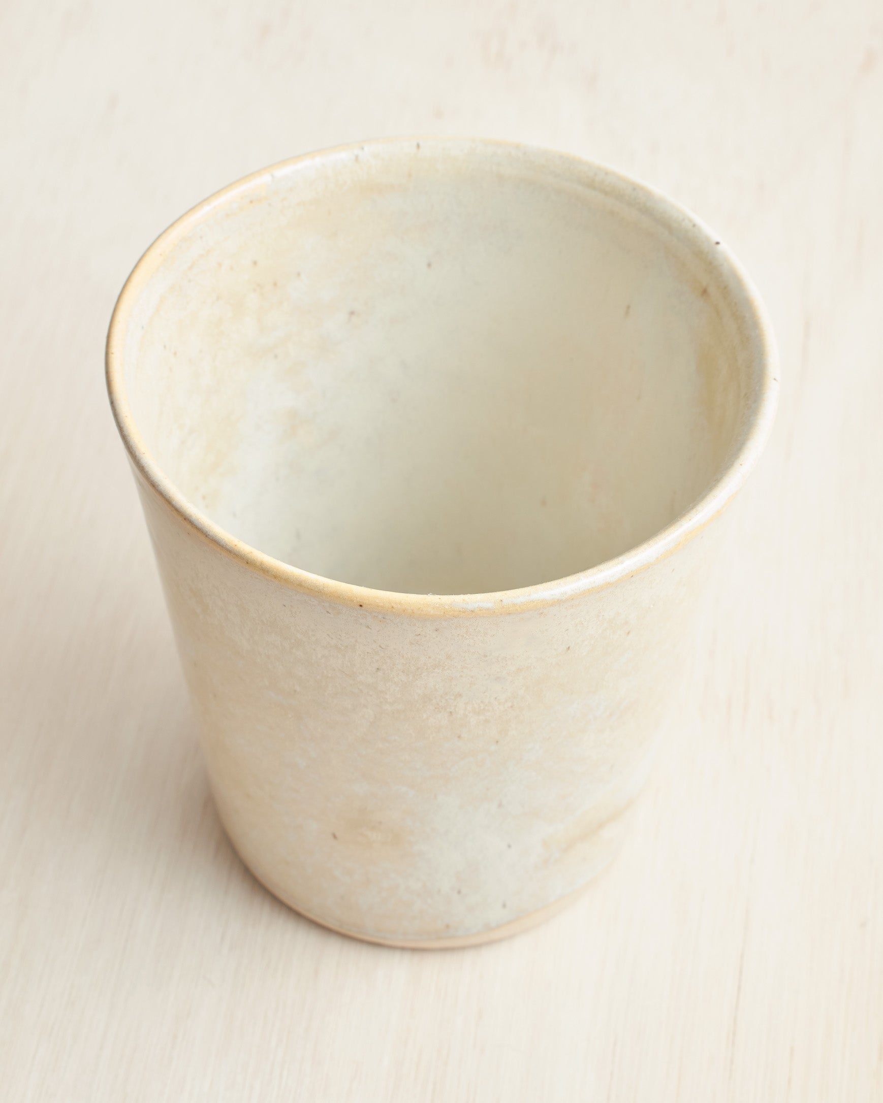 Large Stoneware Handleless Latte Mug in Natural Glaze