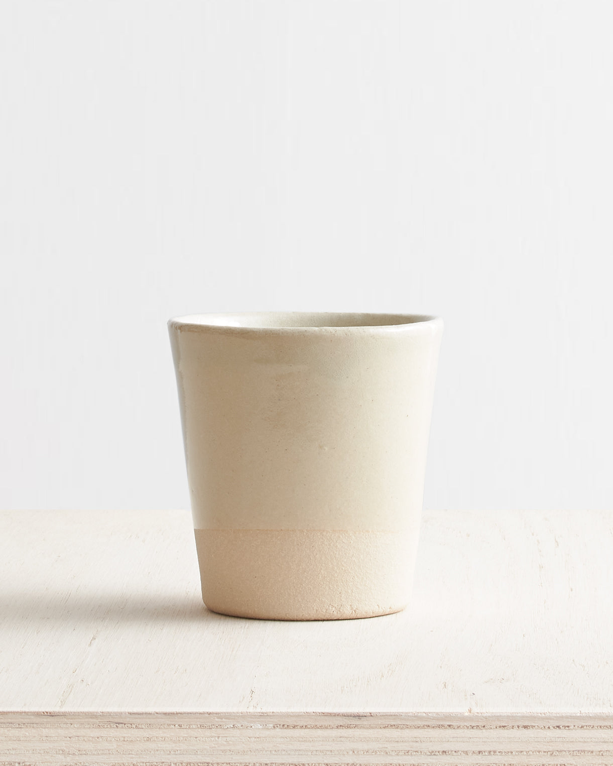 Large Stoneware Handleless Latte Mug With Unglazed Detail