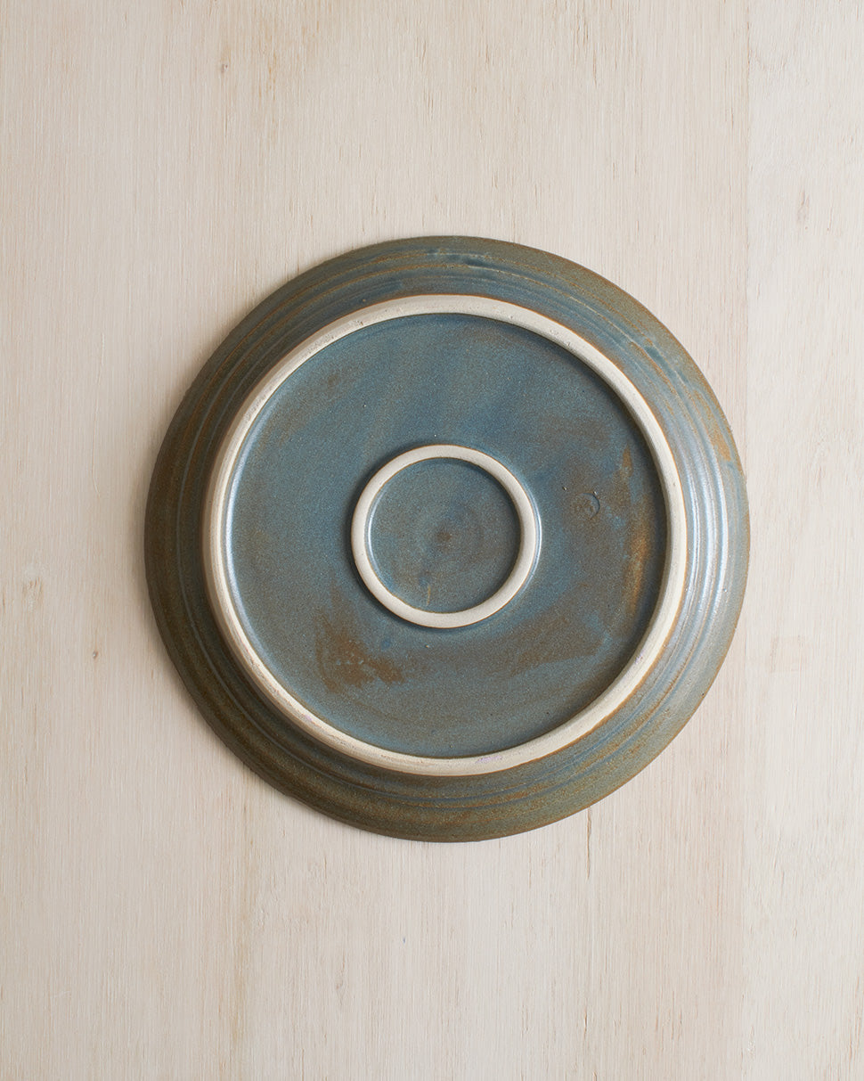 Stoneware Dinner Plate In Verdigris Green Glaze