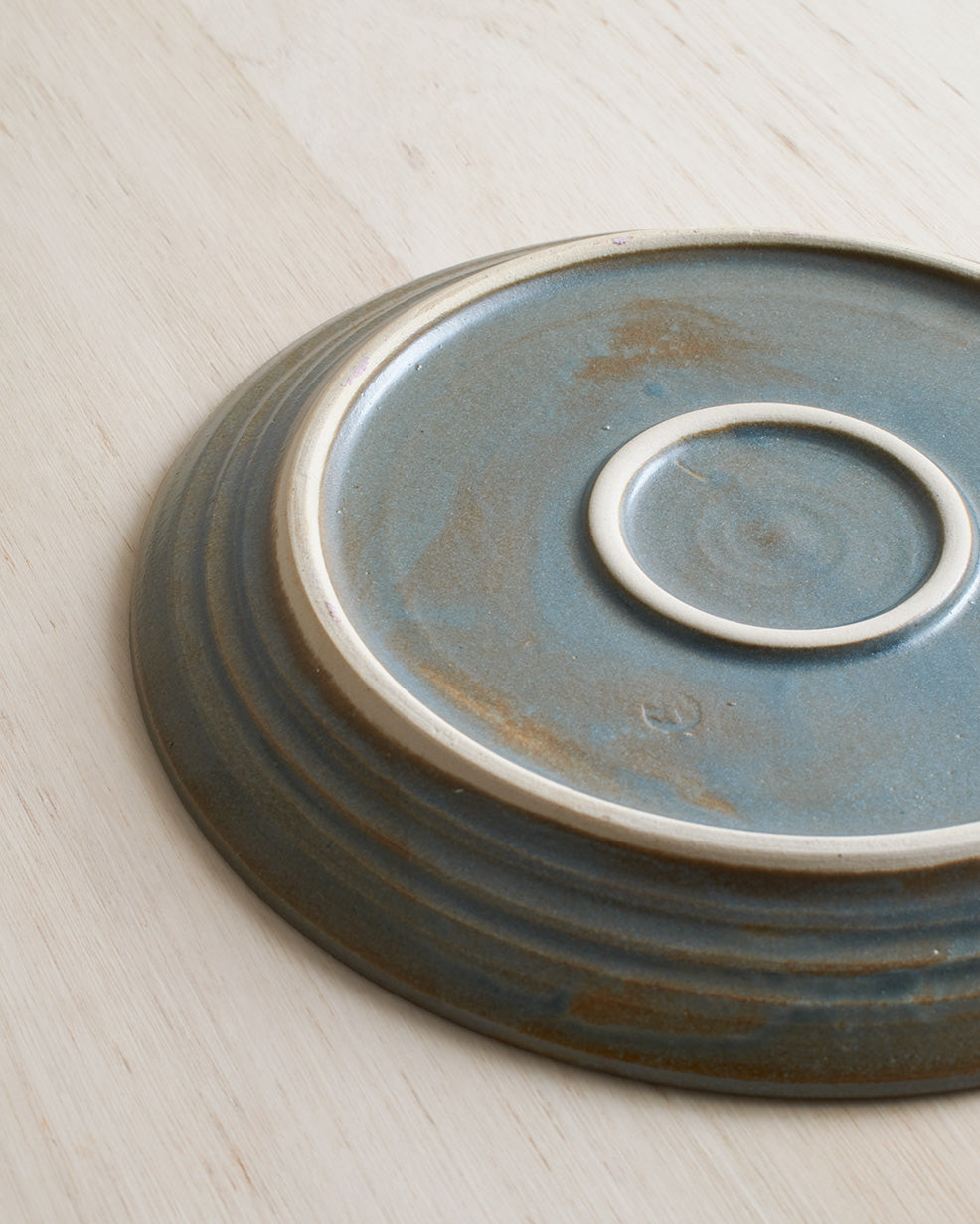 Stoneware Dinner Plate In Verdigris Green Glaze