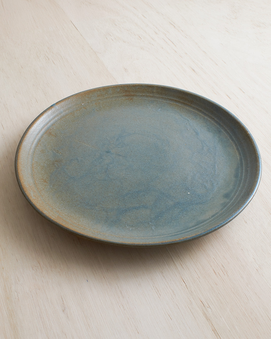 Stoneware Dinner Plate In Verdigris Green Glaze