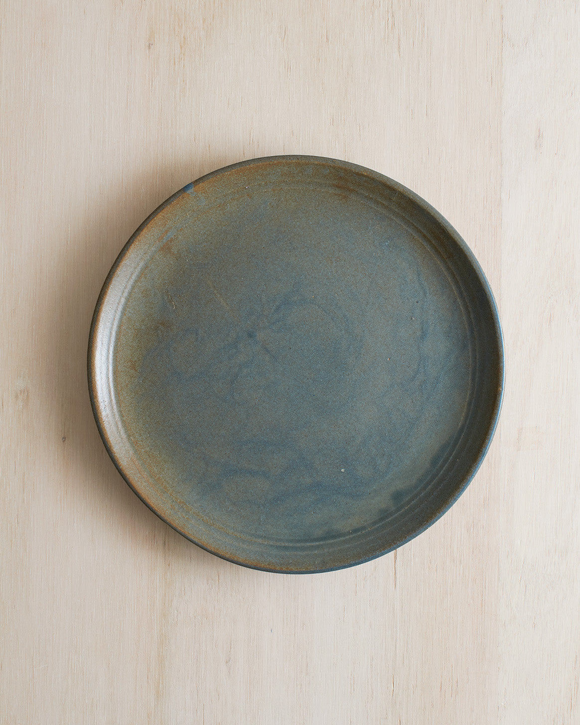 Stoneware Dinner Plate In Verdigris Green Glaze