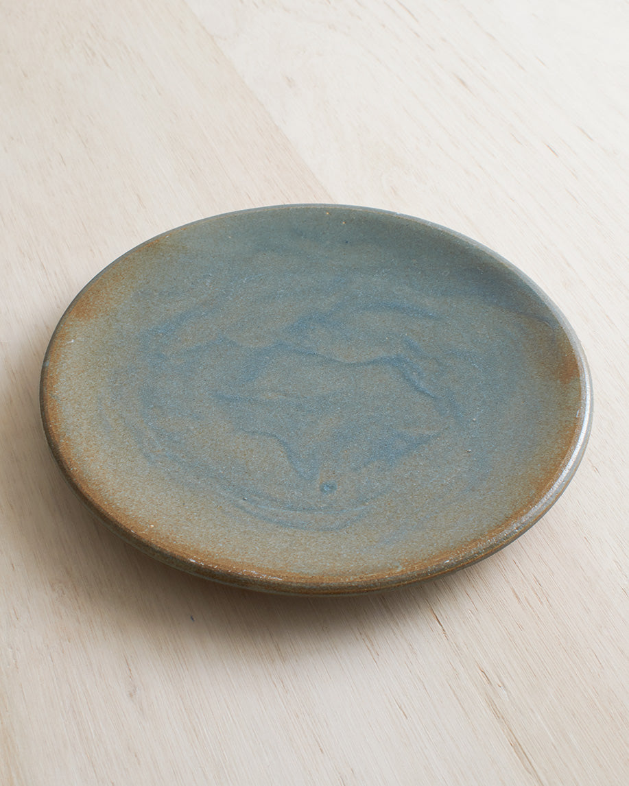 Large Stoneware Side Plate In Verdigris Green Glaze