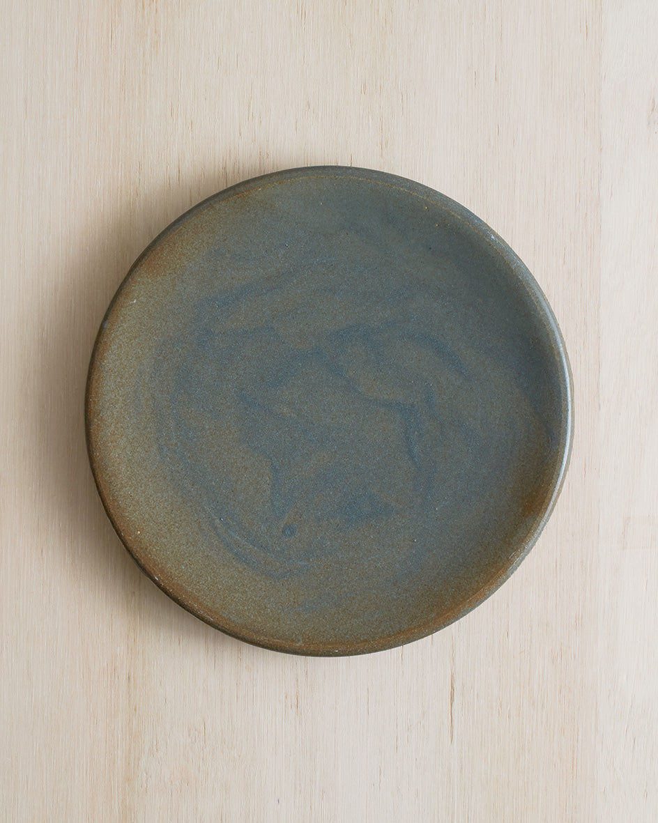 Large Stoneware Side Plate In Verdigris Green Glaze