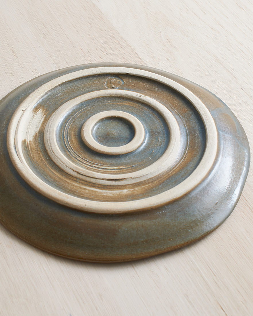 Stoneware Side Plate In Verdigris Green Glaze