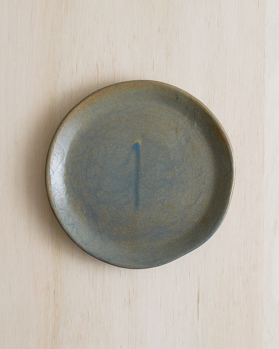 Stoneware Side Plate In Verdigris Green Glaze