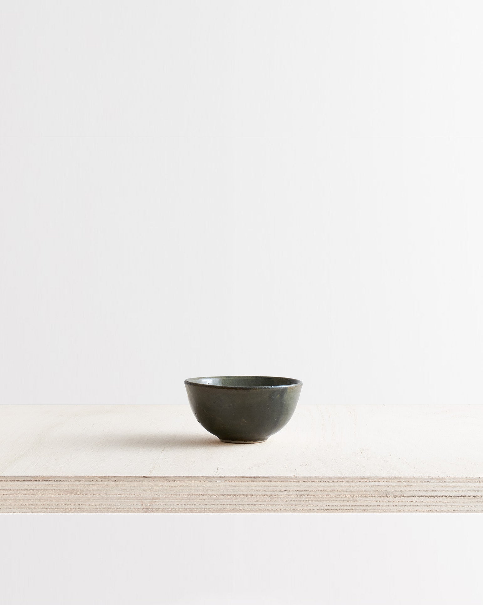 Small Stoneware Bowl In Verdigris Green Glaze