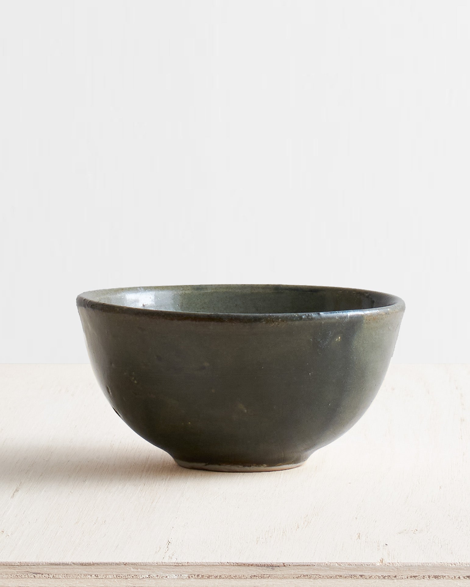 Small Stoneware Bowl In Verdigris Green Glaze