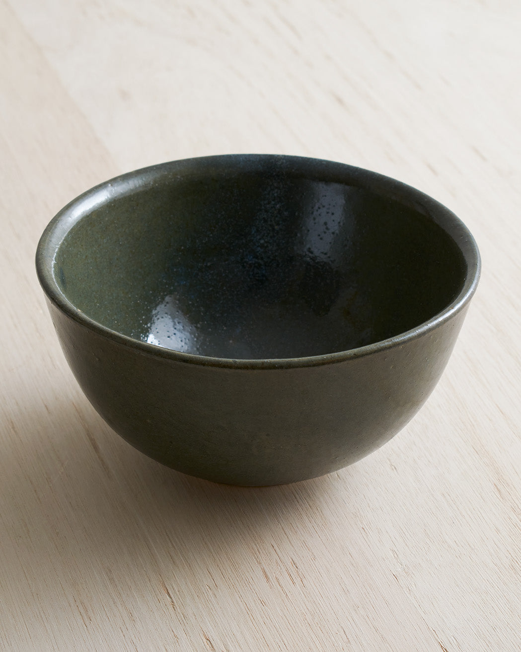 Small Stoneware Bowl In Verdigris Green Glaze