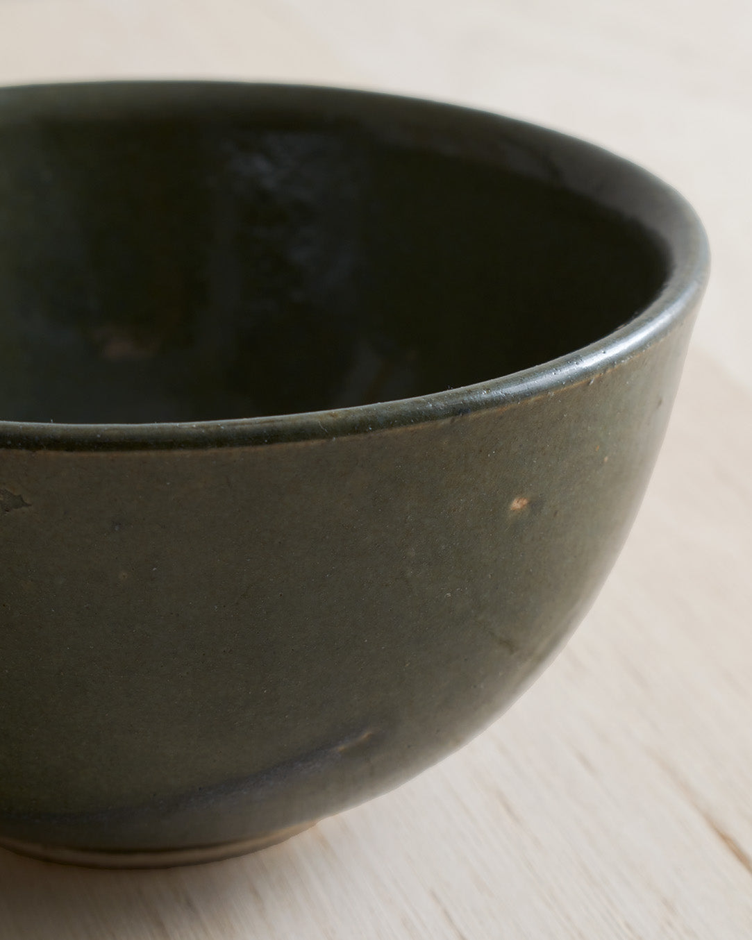 Small Stoneware Bowl In Verdigris Green Glaze