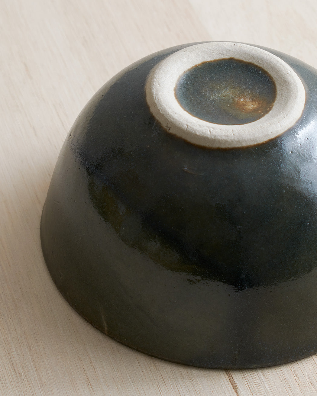 Small Stoneware Bowl In Verdigris Green Glaze