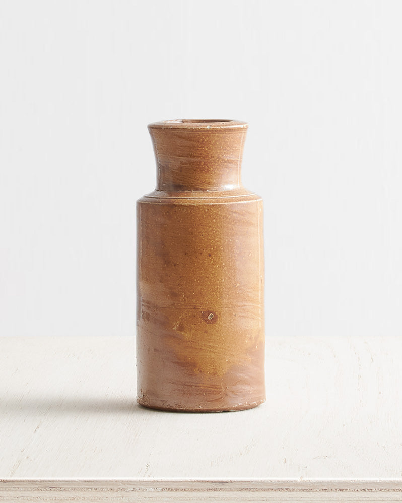 Vintage Medium Stoneware Bottle Vase in Brown