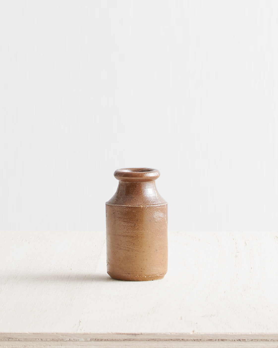 Vintage Small Brown Stoneware Vase Pot In Brown