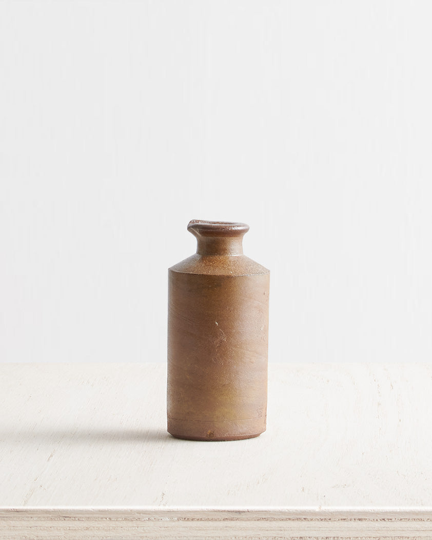 Vintage Stoneware Ink Bottle Vase In Brown