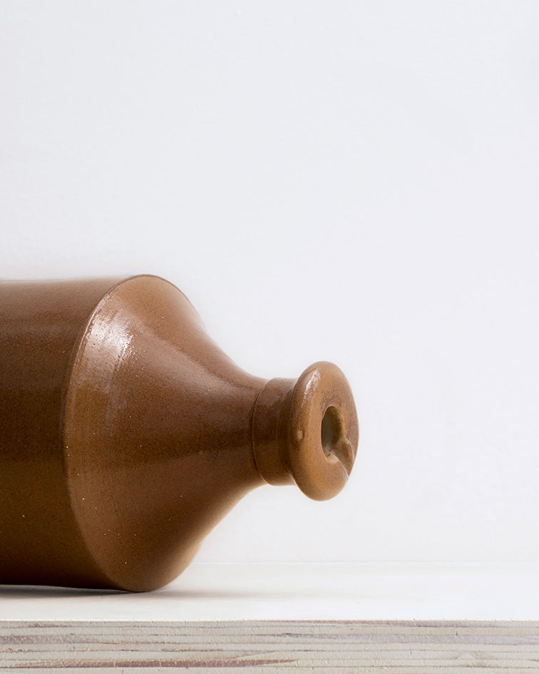 Vintage Extra Large Brown Stoneware Bottle Vase In Brown