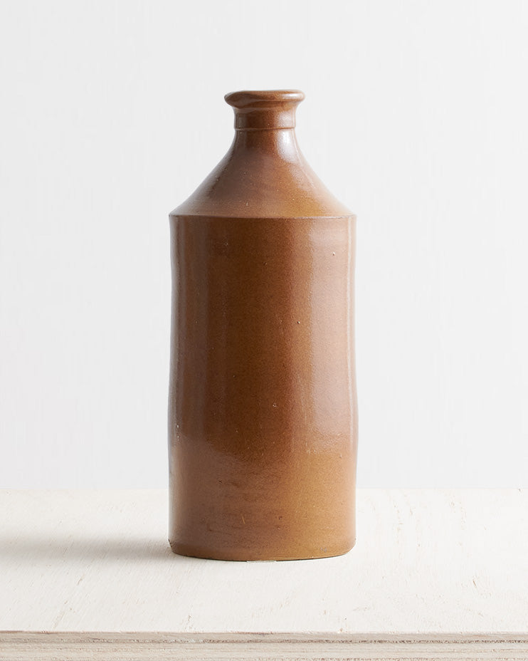 Vintage Extra Large Brown Stoneware Bottle Vase In Brown