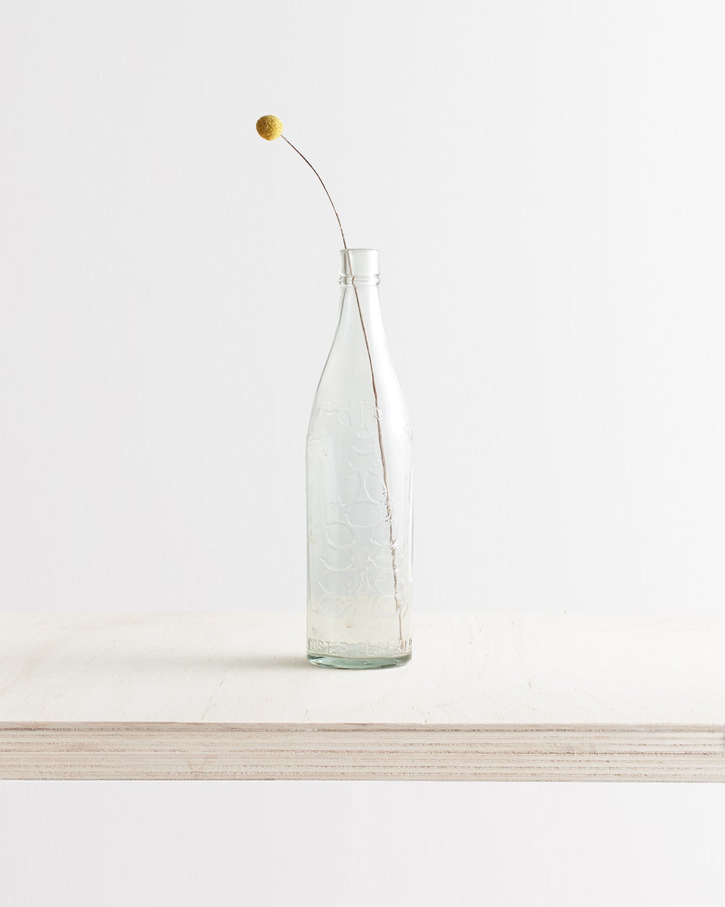 Vintage Large Glass Bottle Vase with Lemon Motif