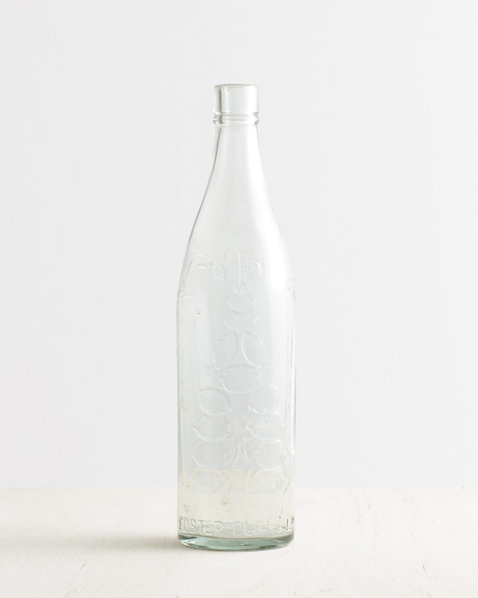 Vintage Large Glass Bottle Vase with Lemon Motif