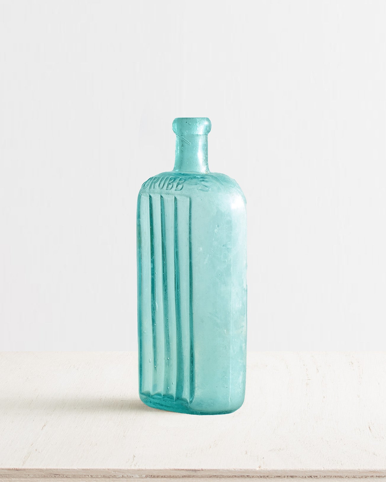 Vintage Large Ribbed Glass Bottle Vase in Blue