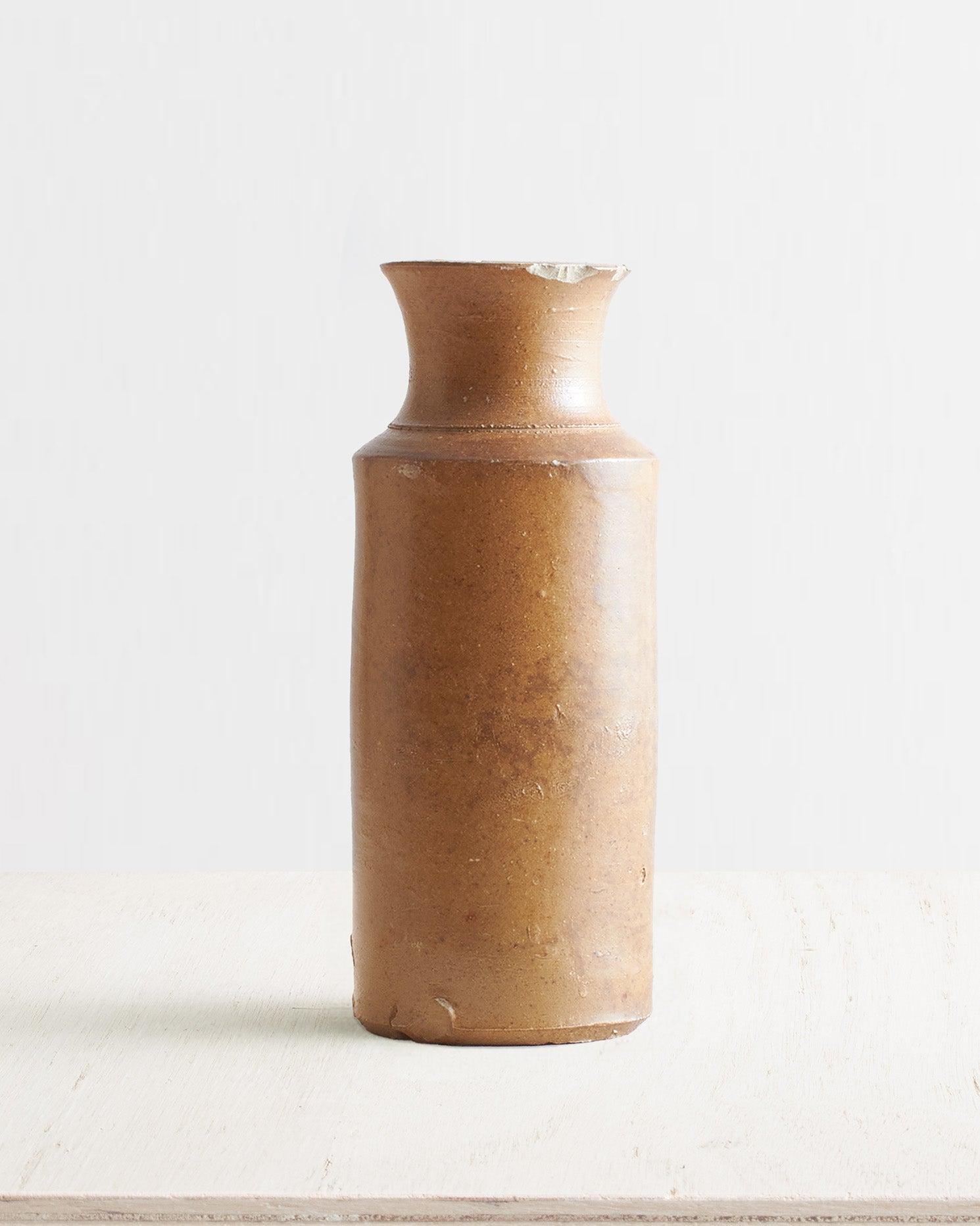 Vintage Large Stoneware Bottle Vase in Brown