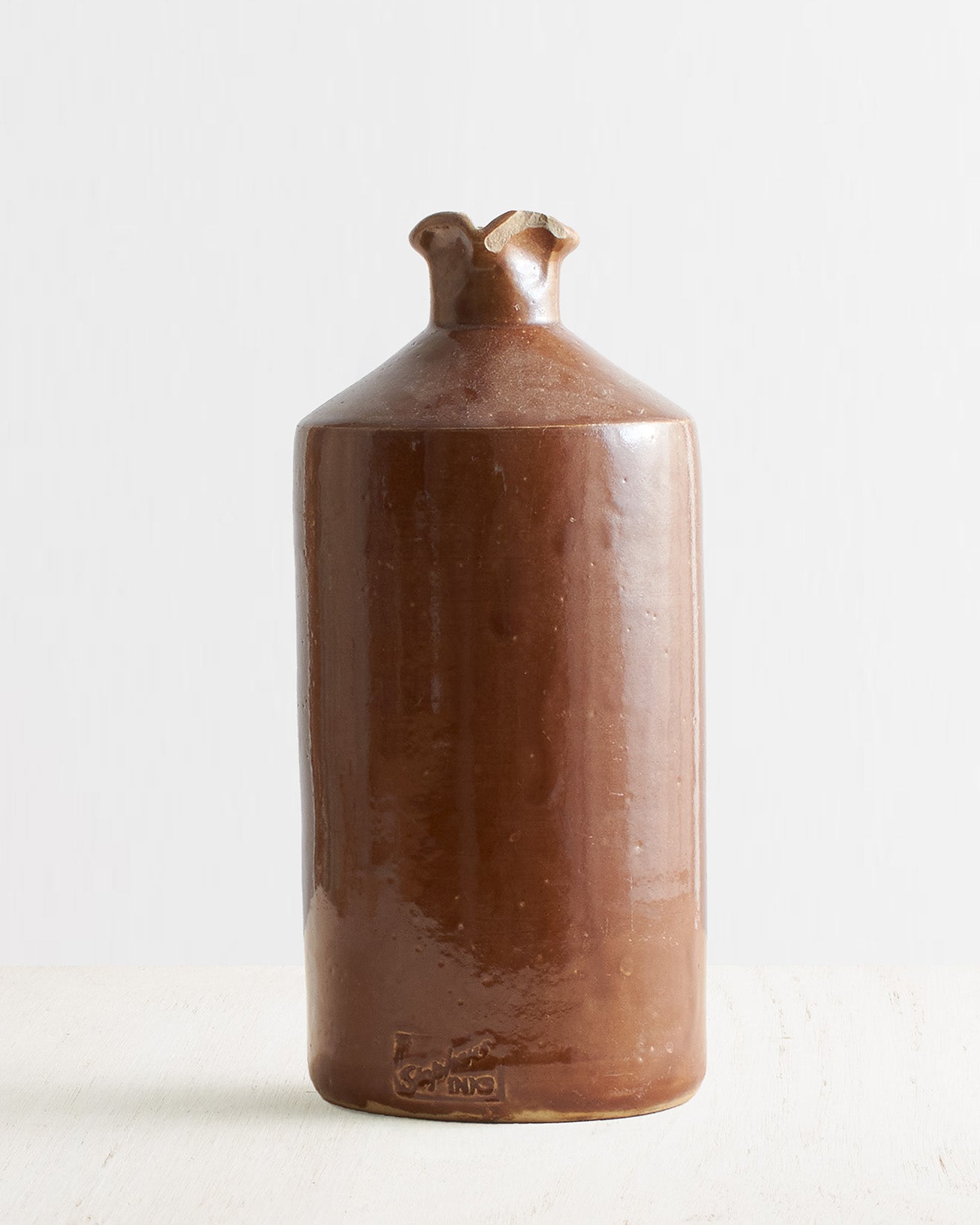Vintage Extra Large Stoneware Bottle Vase in Dark Brown
