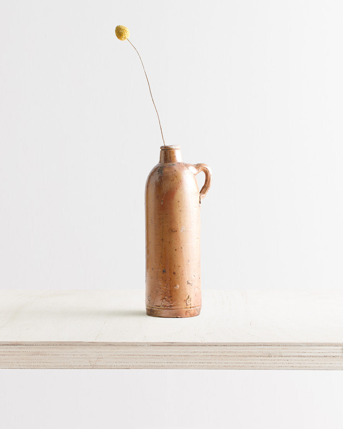 Vintage Large Stoneware Bottle Vase In Tan