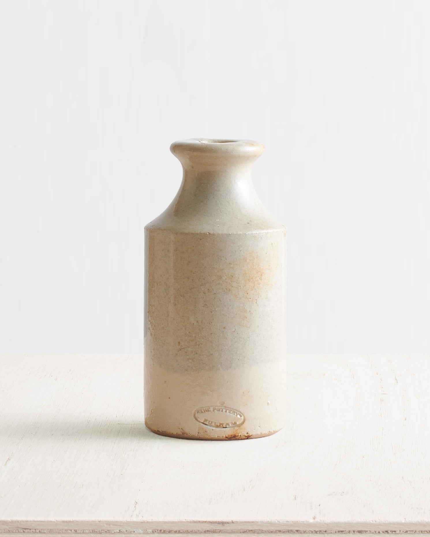 Vintage Medium Ceramic Stoneware Inkwell Vase Pot in Two Tone