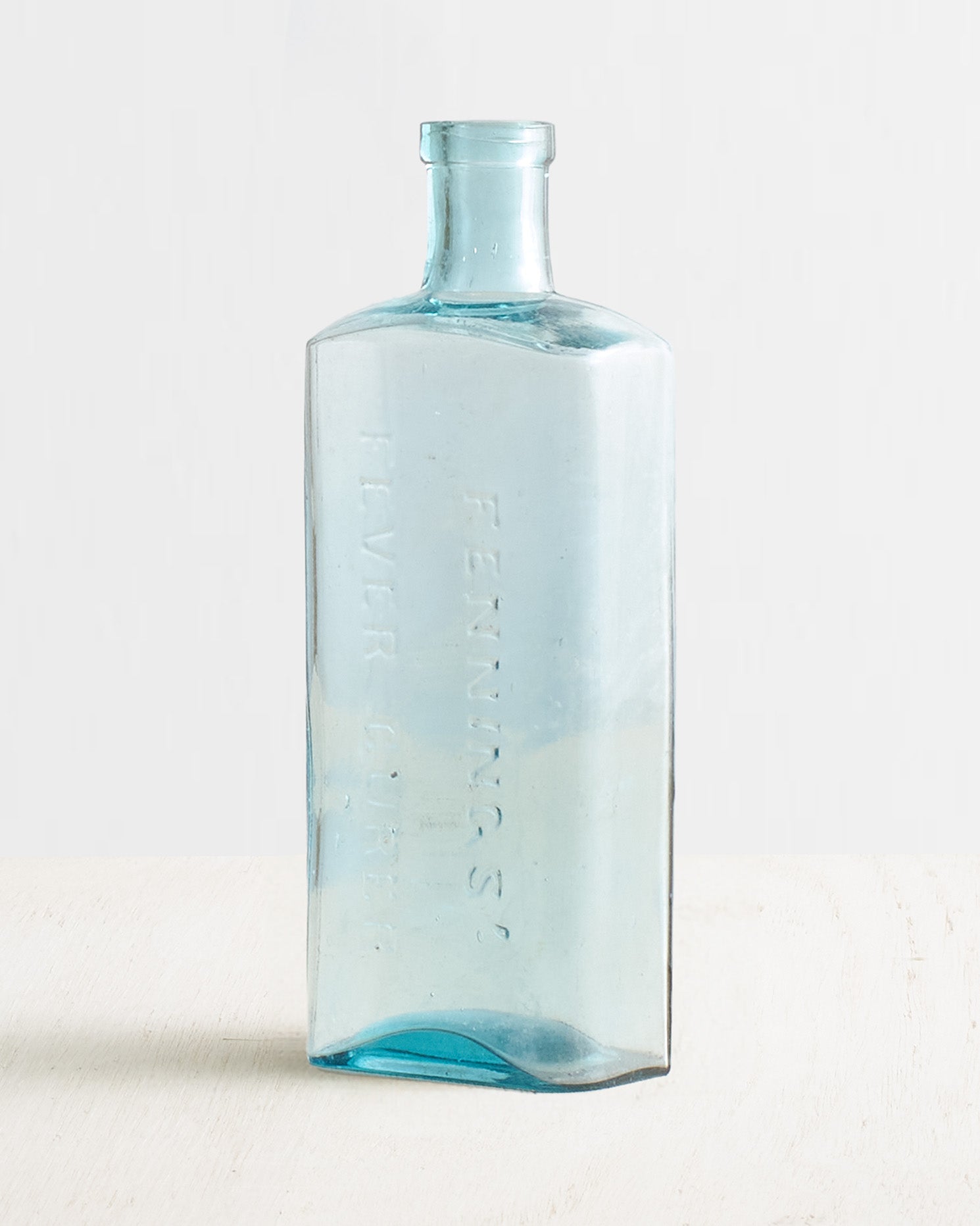 Vintage Medium Fennings Rectangular Glass Bottle Vase in Blue