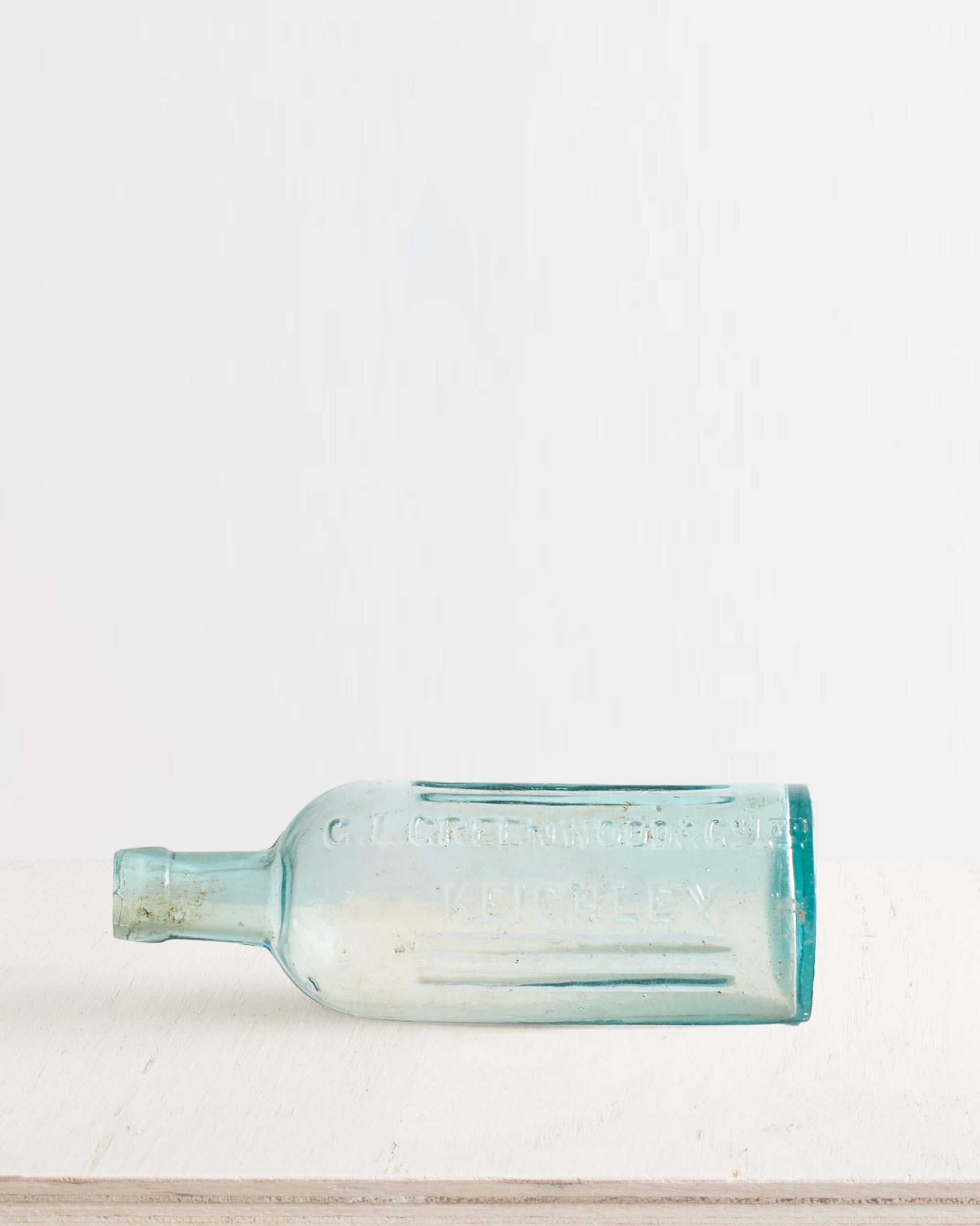 Vintage Medium Glass Bottle Vase in Blue Green