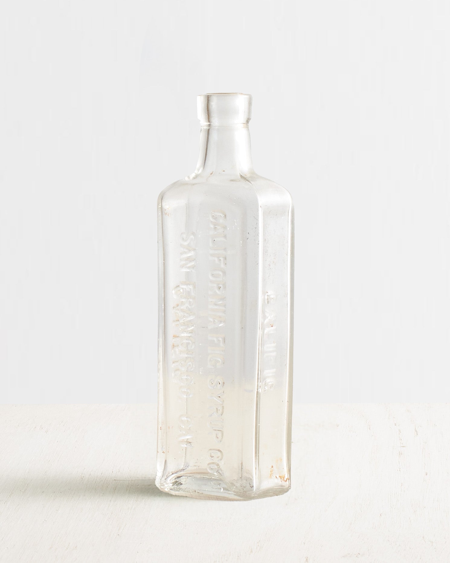 Vintage Small Rectangular California Fig Syrup Glass Bottle Vase