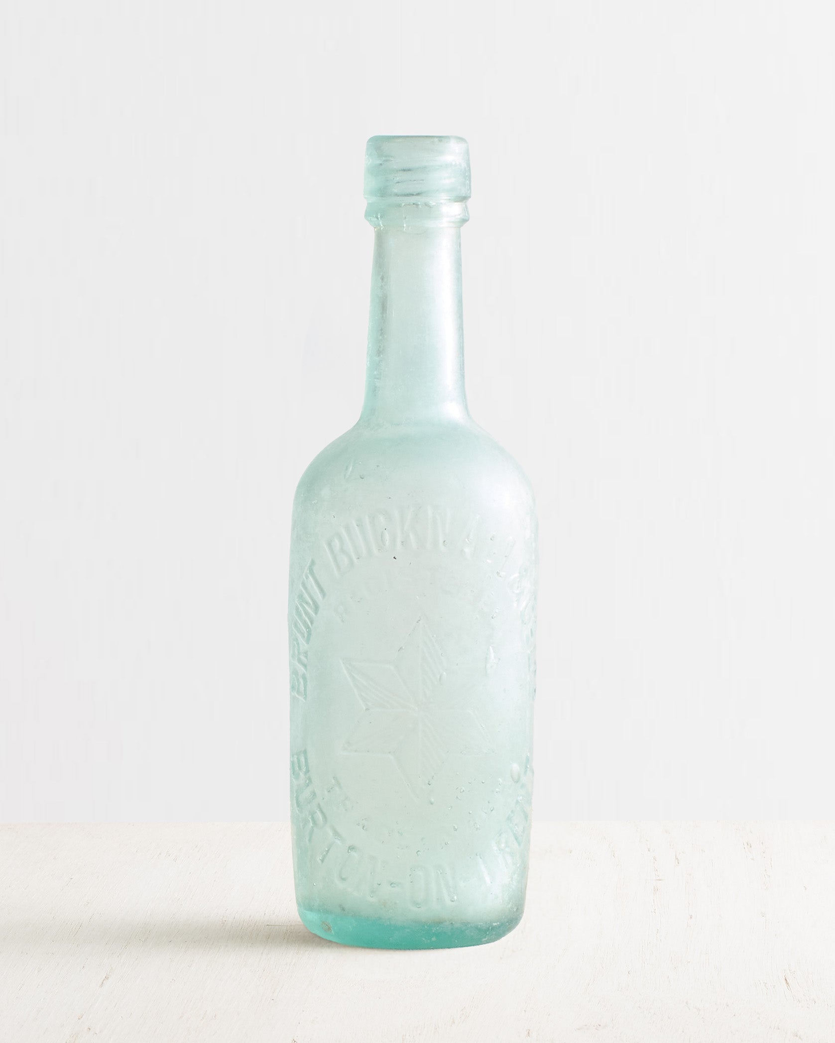 Vintage Large Round Glass Bottle Vase With Star Motif