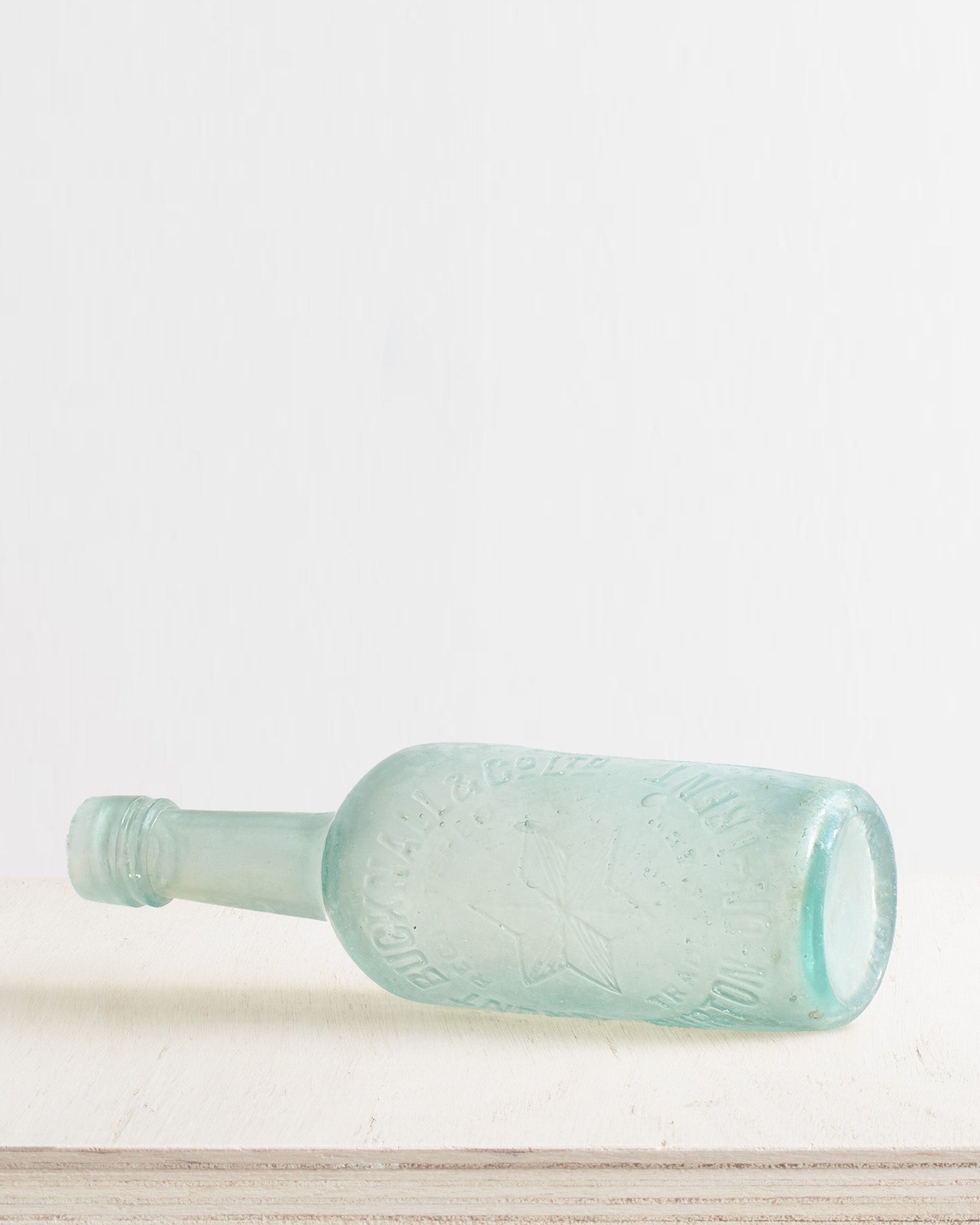 Vintage Large Round Glass Bottle Vase With Star Motif