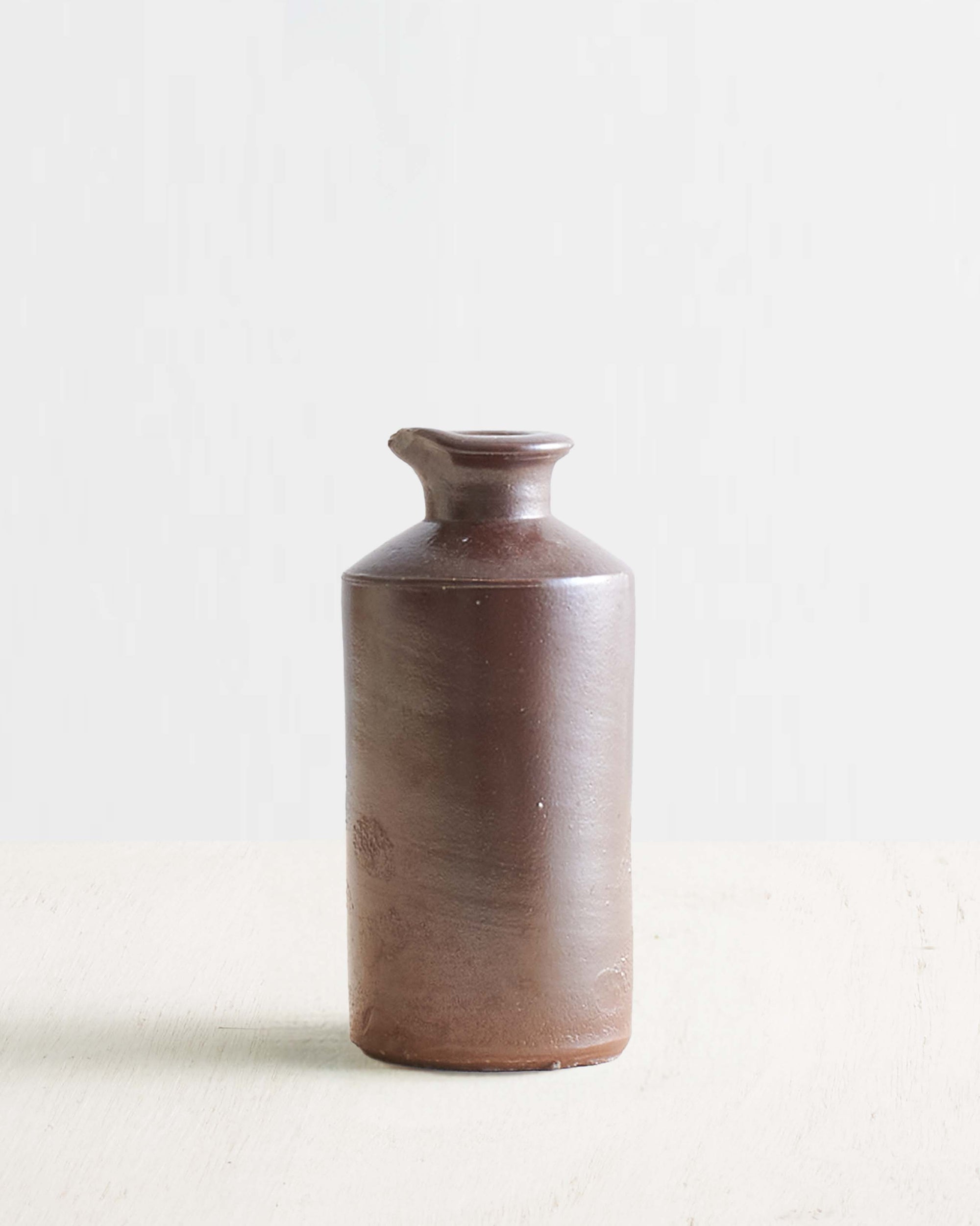 Vintage Stoneware Ink Bottle Vase In Brown