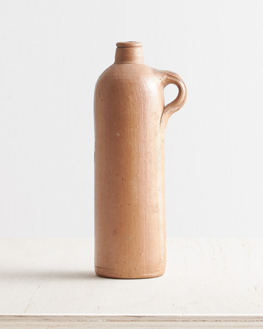 Vintage Large Stoneware Bottle Vase In Tan