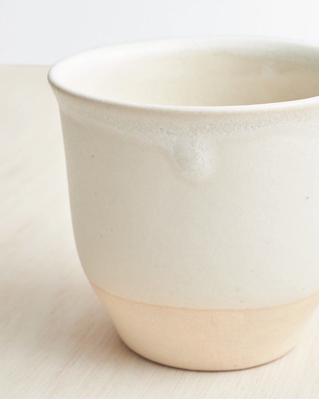 Handleless Stoneware Cup in White Glaze