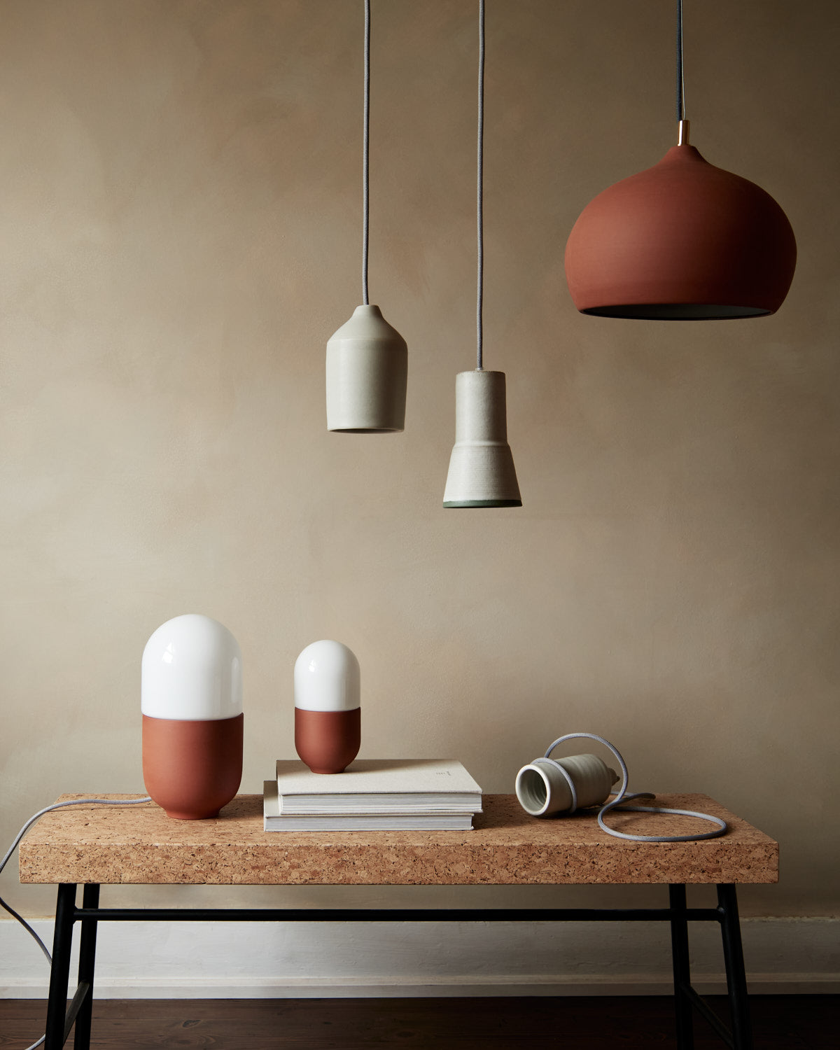 Duo Large Terracotta Table Lamp In Terracotta