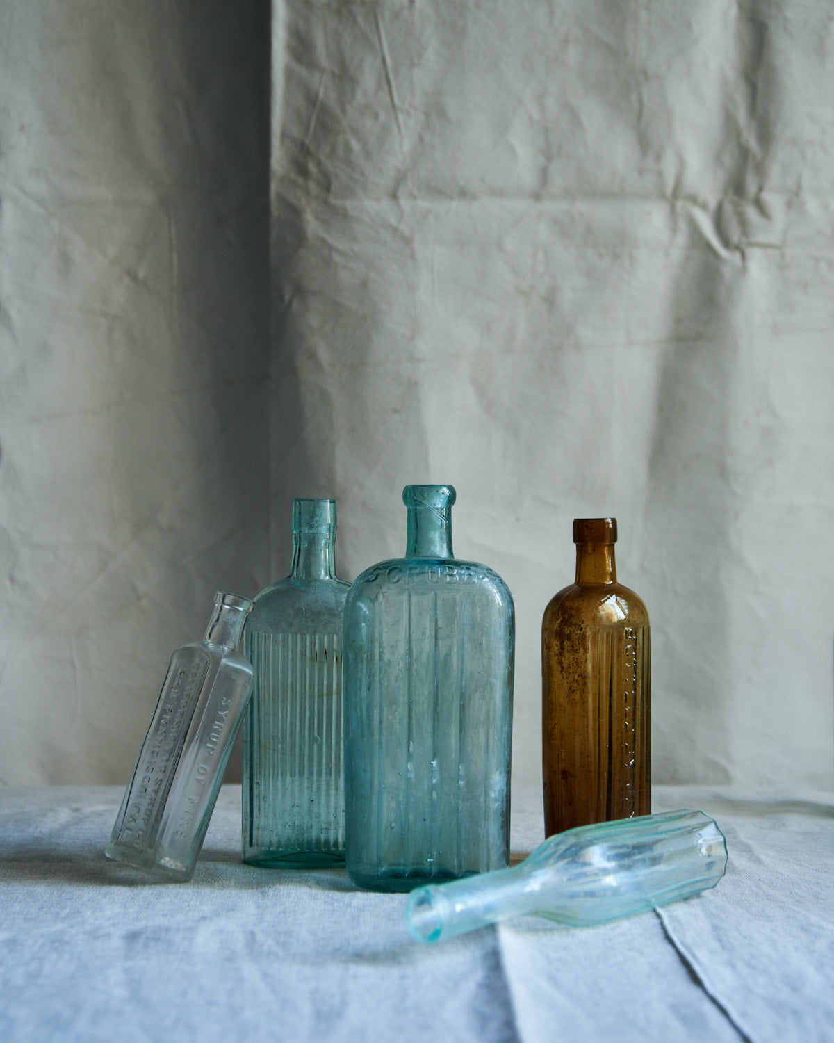 Vintage Medium Ribbed Glass Bottle Vase